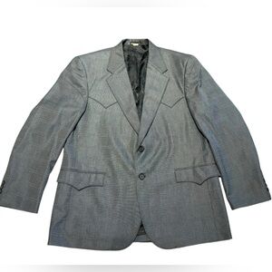 Circle S Men's 44R Western Style Gray Windowpane Blazer